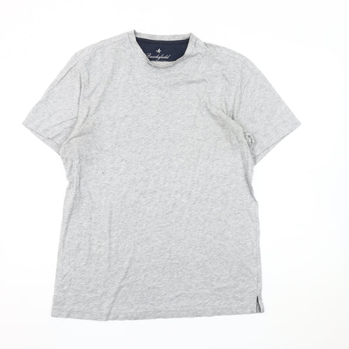 Brookfield Men's Grey Cotton Crew Neck T-Shirt M