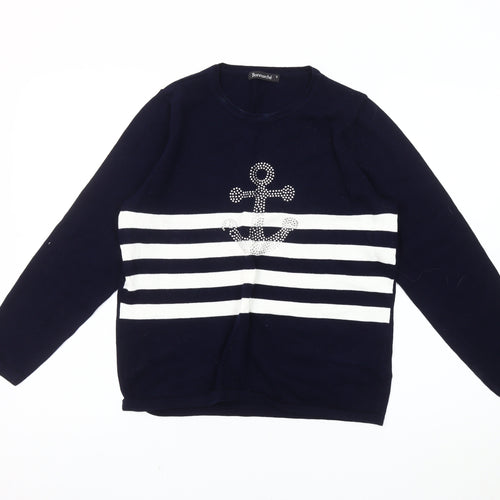 Bonmarché Women's Blue S Pullover Striped Jumper