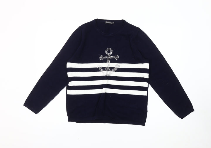 Bonmarché Women's Blue S Pullover Striped Jumper