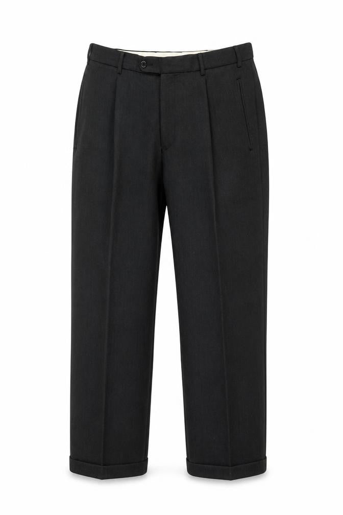 Front view of Charlton Gray Men's Black Dress Pants, size S