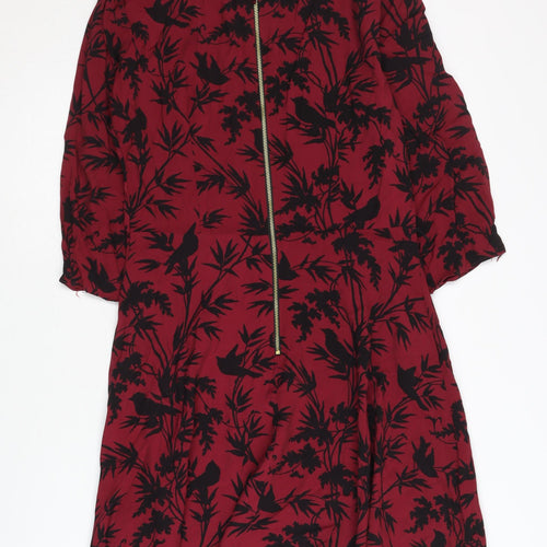 Oasis Women's Red Animal Print Dress, Size 12