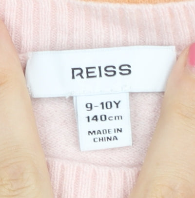 Reiss Girls Pink Striped Pullover Jumper, Size 9-10 Years