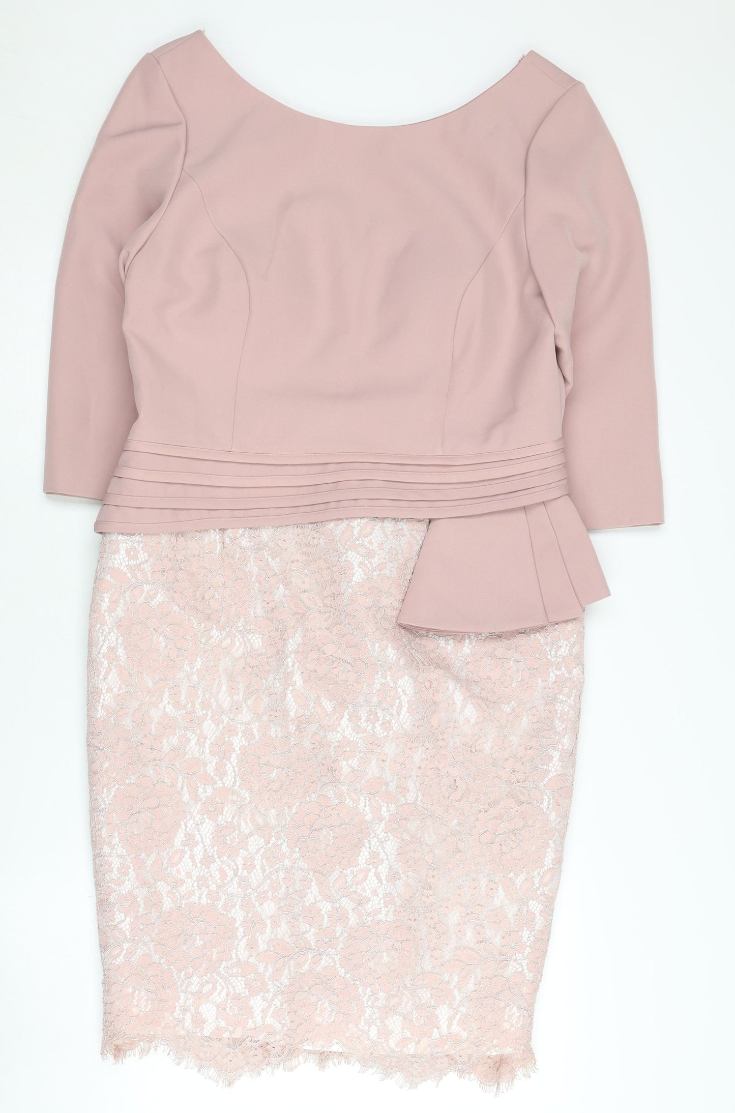 Kaleidoscope Women Pink Lace Sheath Dress Size 14 Petites