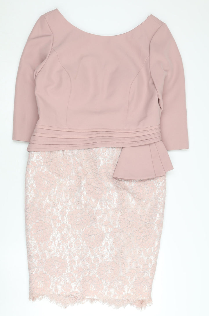 Kaleidoscope Women Pink Lace Sheath Dress Size 14 Petites