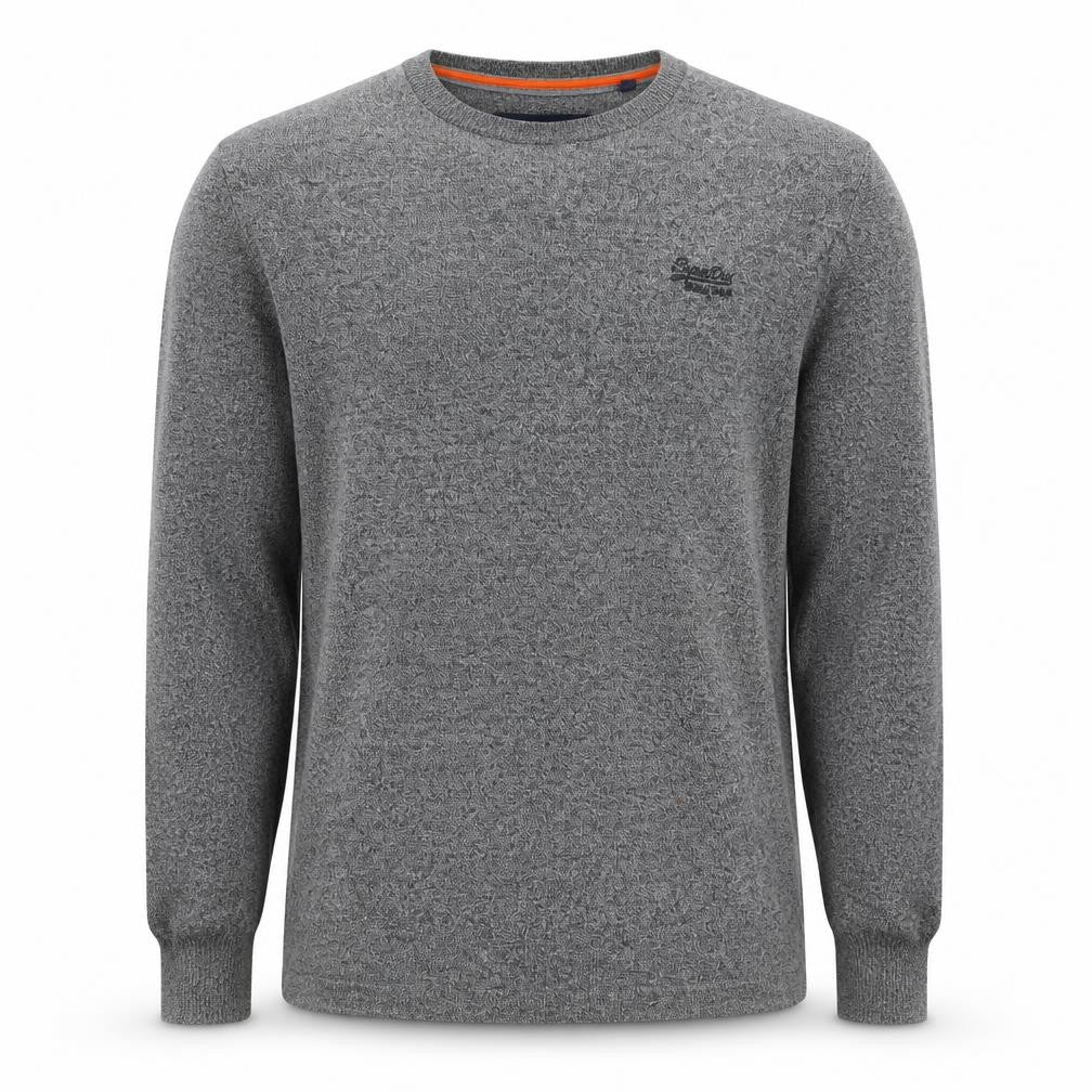 Front view of Superdry Men's Grey Large jumper, Logo Accent