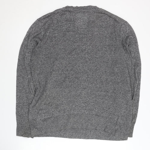 Superdry Men's Grey Large Pullover Jumper, Logo Accent