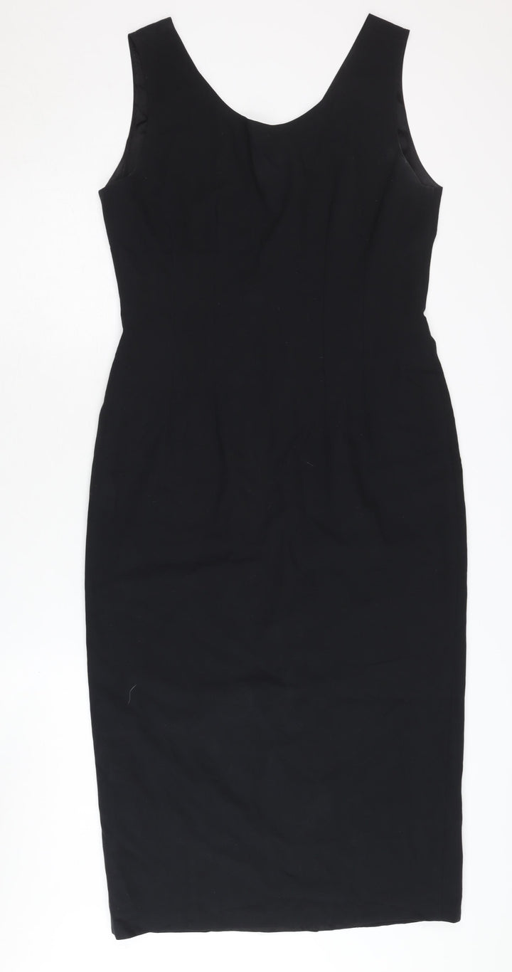 Warehouse Women's Black Midi Sheath Dress Size 12