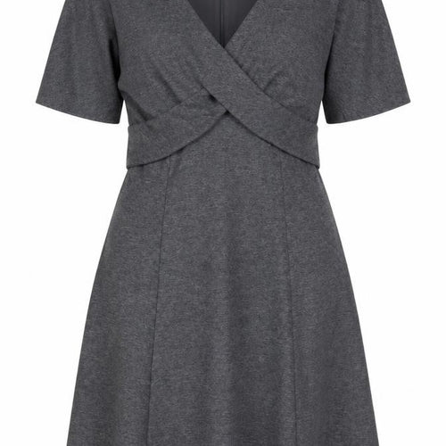 Boden Women Grey Wrap Dress Size 12 V-Neck Half Sleeve