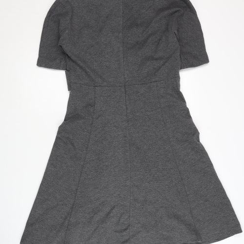 Boden Women Grey Wrap Dress Size 12 V-Neck Half Sleeve