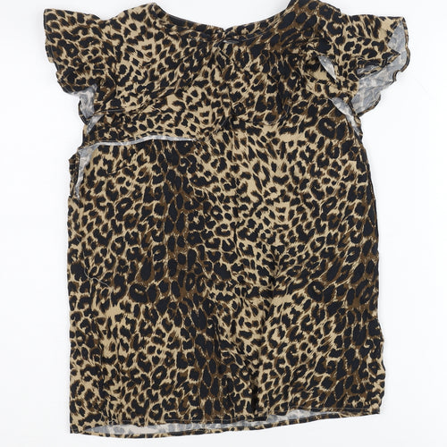 Oasis Women's Multicoloured Leopard Blouse Size 10