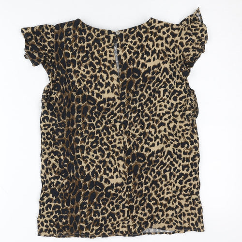 Oasis Women's Multicoloured Leopard Blouse Size 10