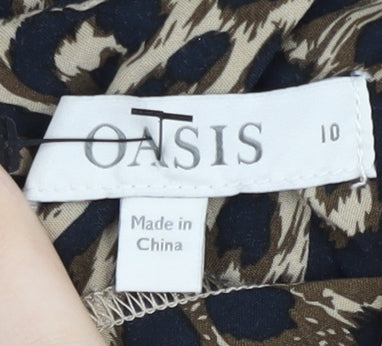 Oasis Women's Multicoloured Leopard Blouse Size 10