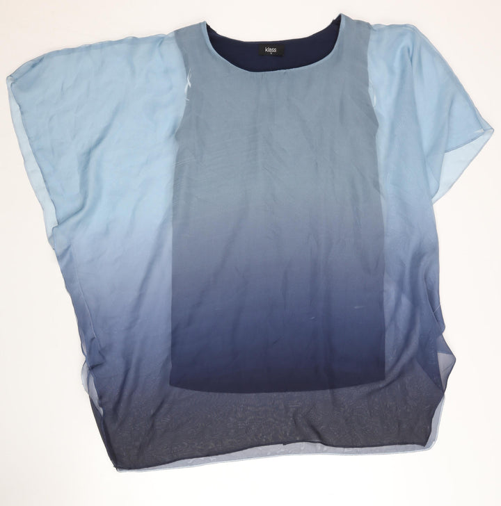 Klass Women's Blue Round Neck Dolman Sleeve Blouse - M