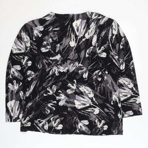 CC Women's Black Floral Wrap Blouse V-Neck