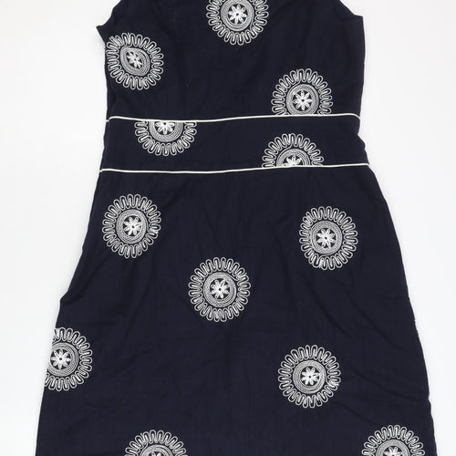 Boden Women's Blue Embroidered Sleeveless Dress Size 14