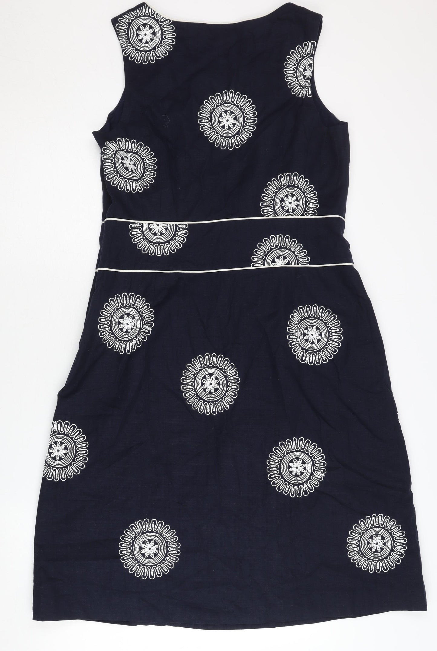 Boden Women's Blue Embroidered Sleeveless Dress Size 14