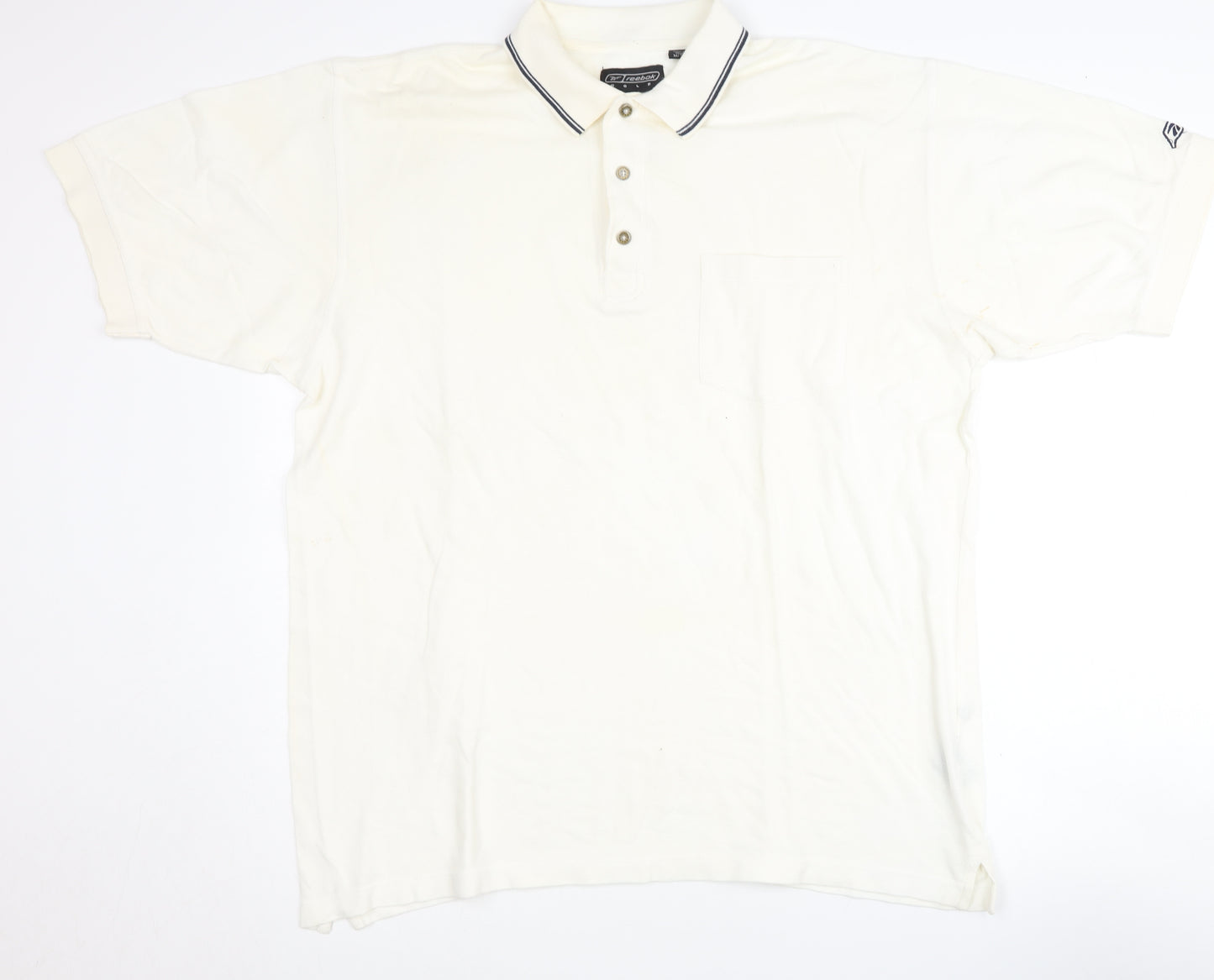Reebok Golf Men's White Polo Shirt, Medium, Cotton