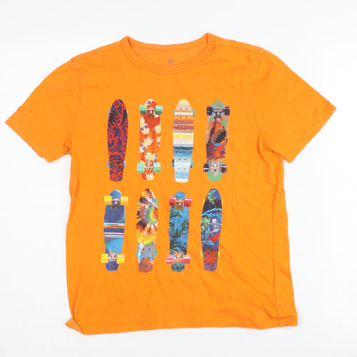 GAP Boys Orange Skateboarding Graphic T-Shirt L Casual Fun