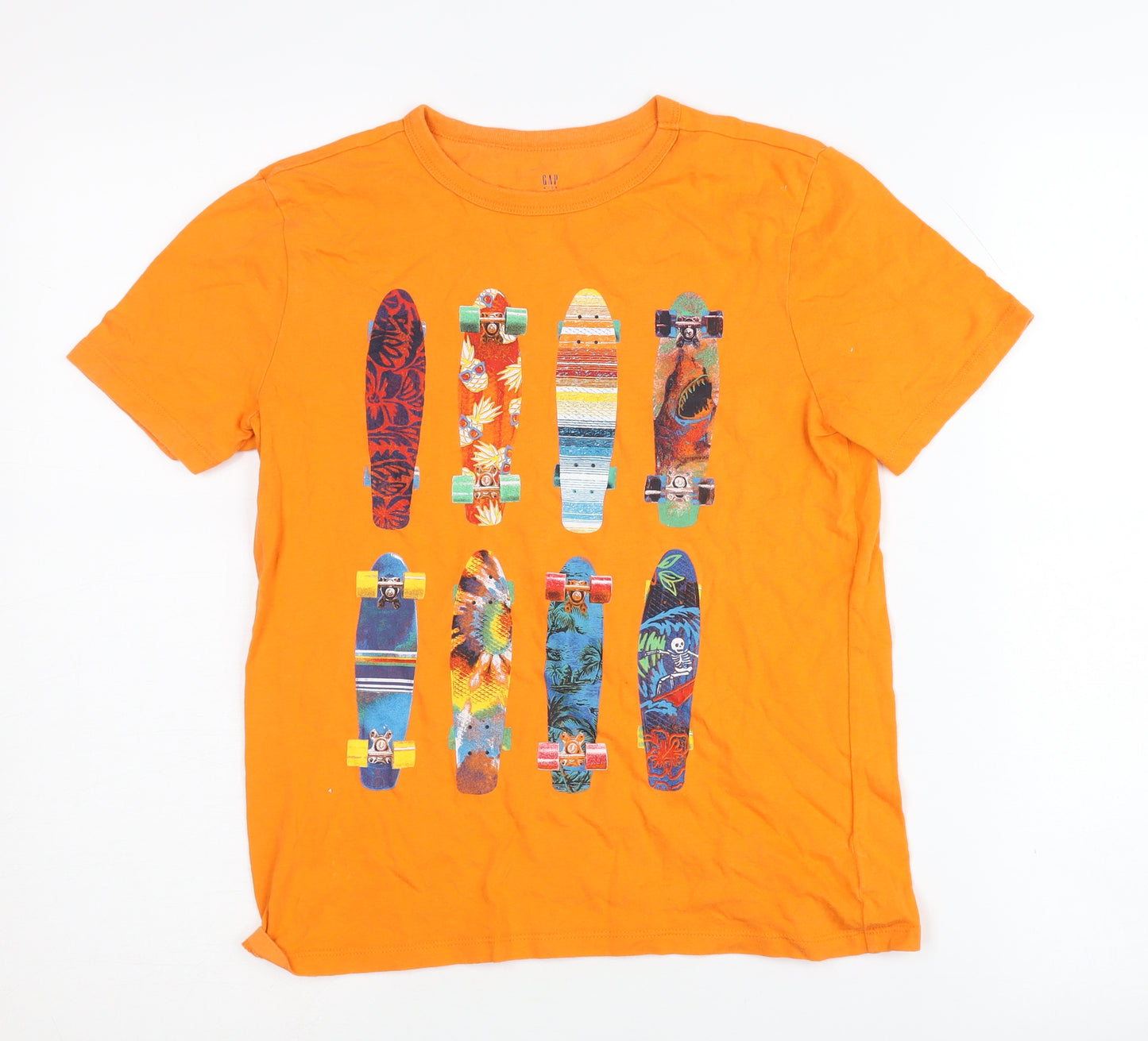 GAP Boys Orange Skateboarding Graphic T-Shirt L Casual Fun