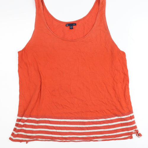 Gap Women's Orange Tank Top L Striped Casual
