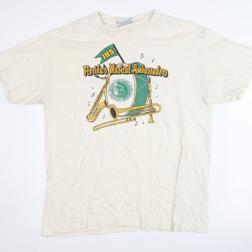 Lee Men's Beige Music Graphic T-Shirt, Size L