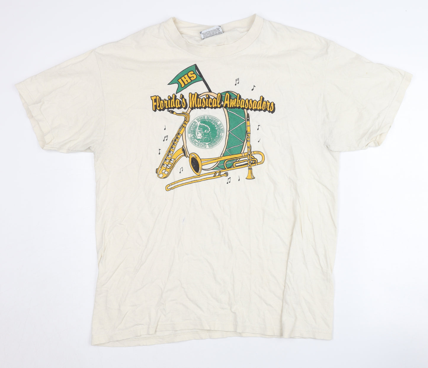 Lee Men's Beige Music Graphic T-Shirt, Size L