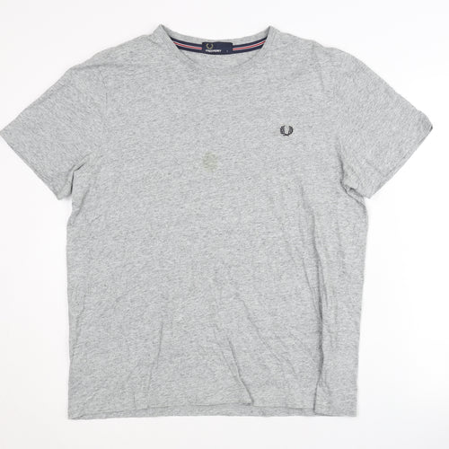 Fred Perry Men's Grey T-Shirt L Short Sleeve Logo