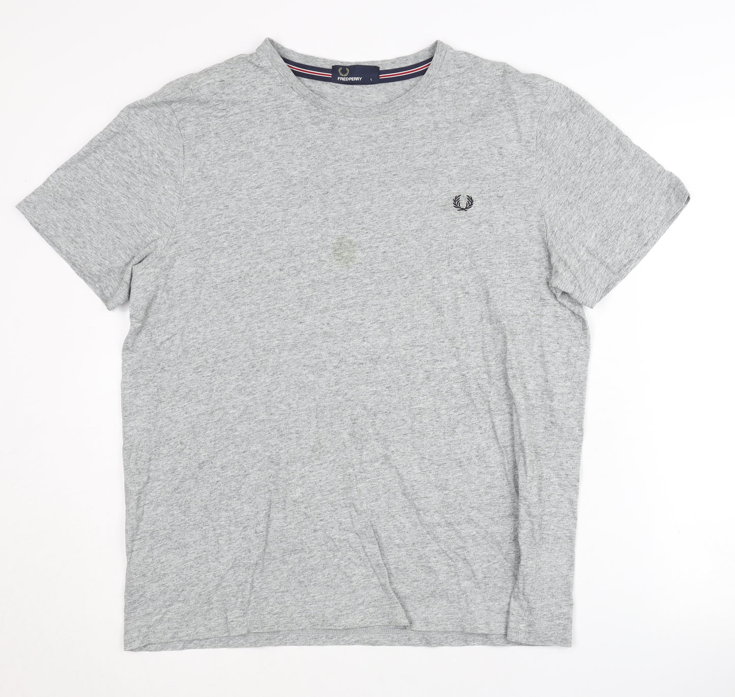 Fred Perry Men's Grey T-Shirt L Short Sleeve Logo