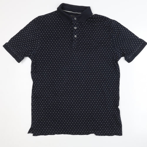 Paul Costelloe Men's Black Geometric Polo S