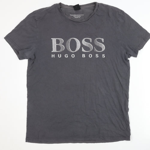 Hugo Boss Men's Grey Cotton T-Shirt Size L