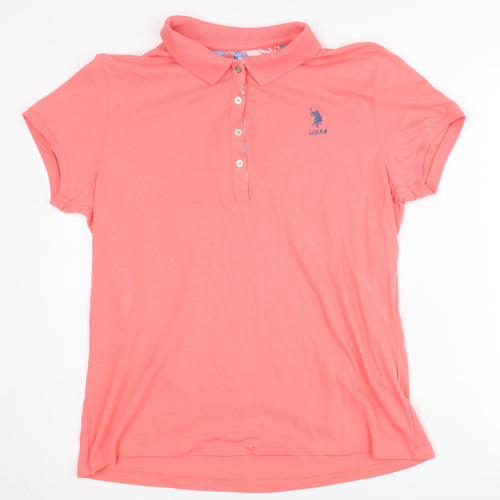 U.S. Polo Assn. Women's Pink 2XL Polo Shirt