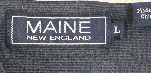 Maine New England Men's Blue L Polo Striped Shirt