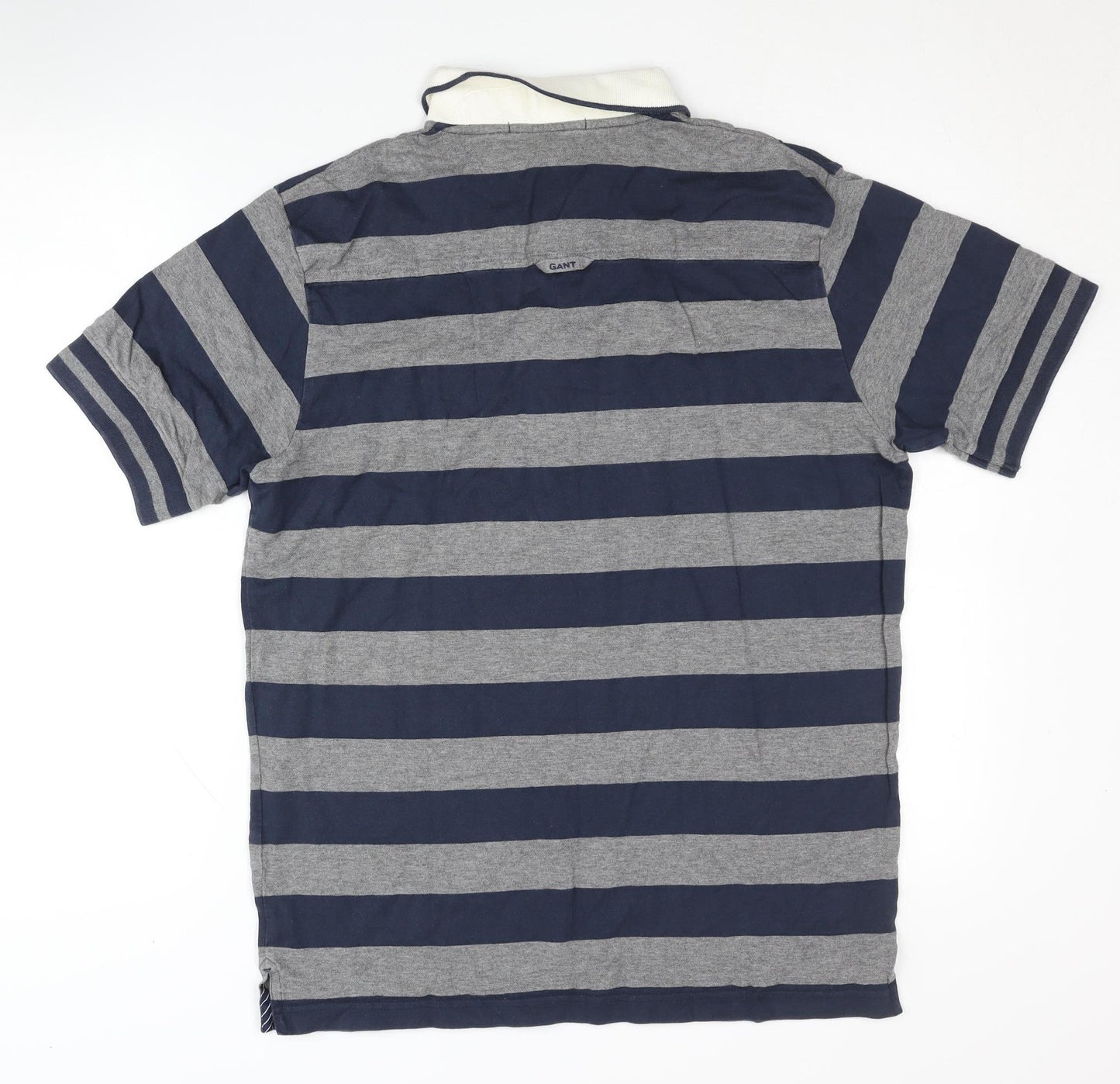 GANT Men's Blue Striped Polo, Size L, Cotton Classic Style