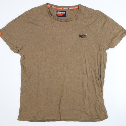 Superdry Men's Beige 3XL Cotton Crew Neck T-Shirt