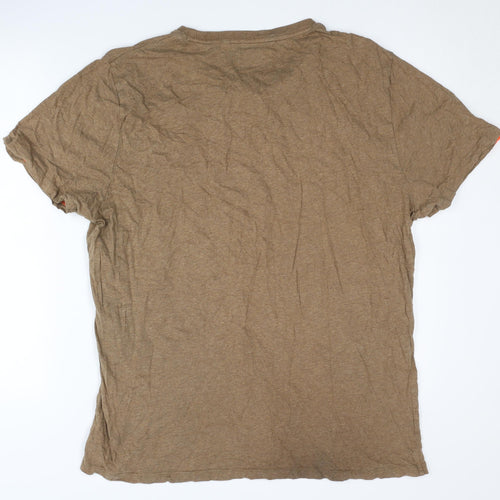 Superdry Men's Beige 3XL Cotton Crew Neck T-Shirt