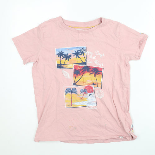 FatFace Girls Pink Graphic T-Shirt 11-12 Years Summer