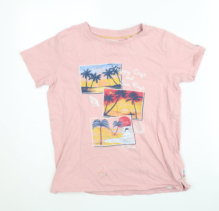 FatFace Girls Pink Graphic T-Shirt 11-12 Years Summer