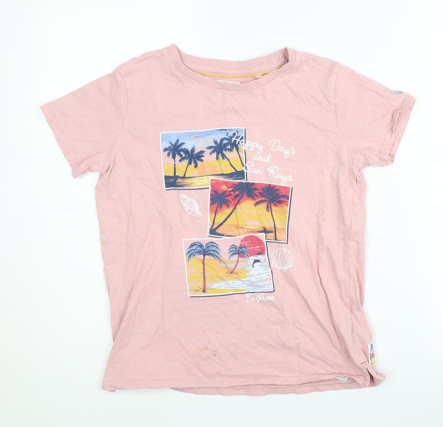 FatFace Girls Pink Graphic T-Shirt 11-12 Years Summer