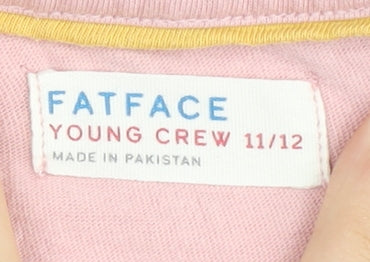 FatFace Girls Pink Graphic T-Shirt 11-12 Years Summer