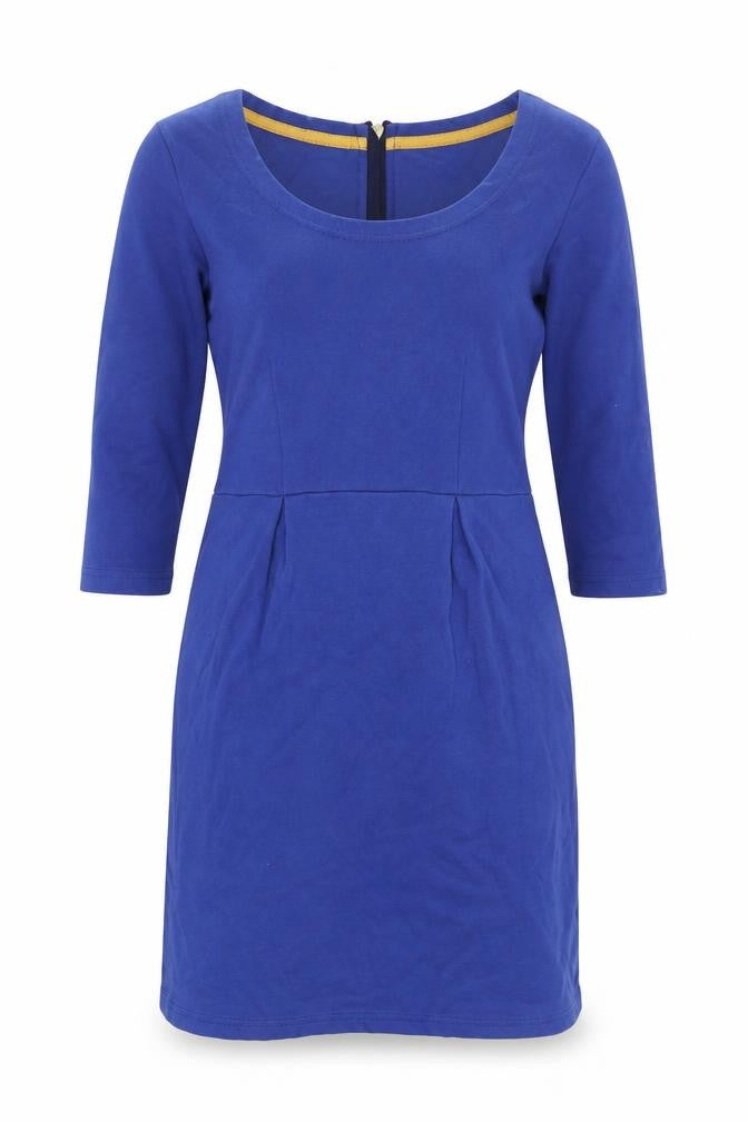 Front view of Joules Women's Blue Sheath Dress, size 8, for Elegant Style