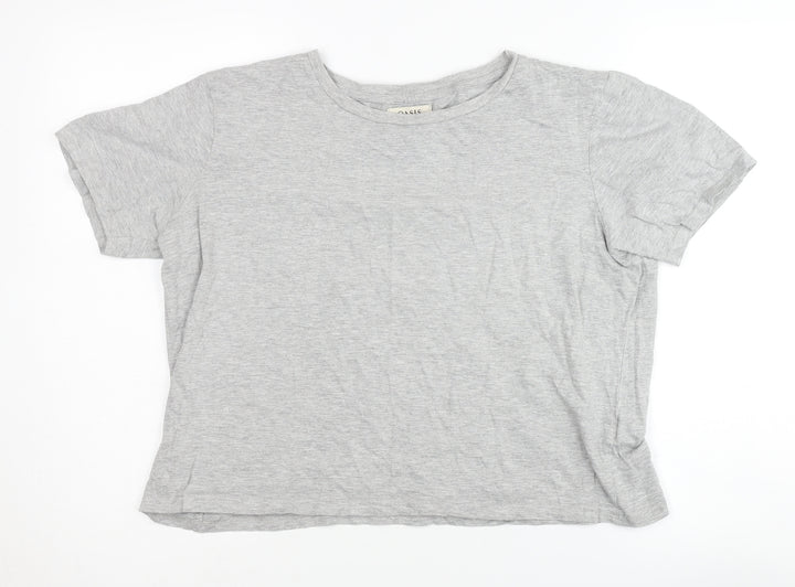 Oasis Women's Grey Crew Neck T-Shirt - Size M, Casual Wear