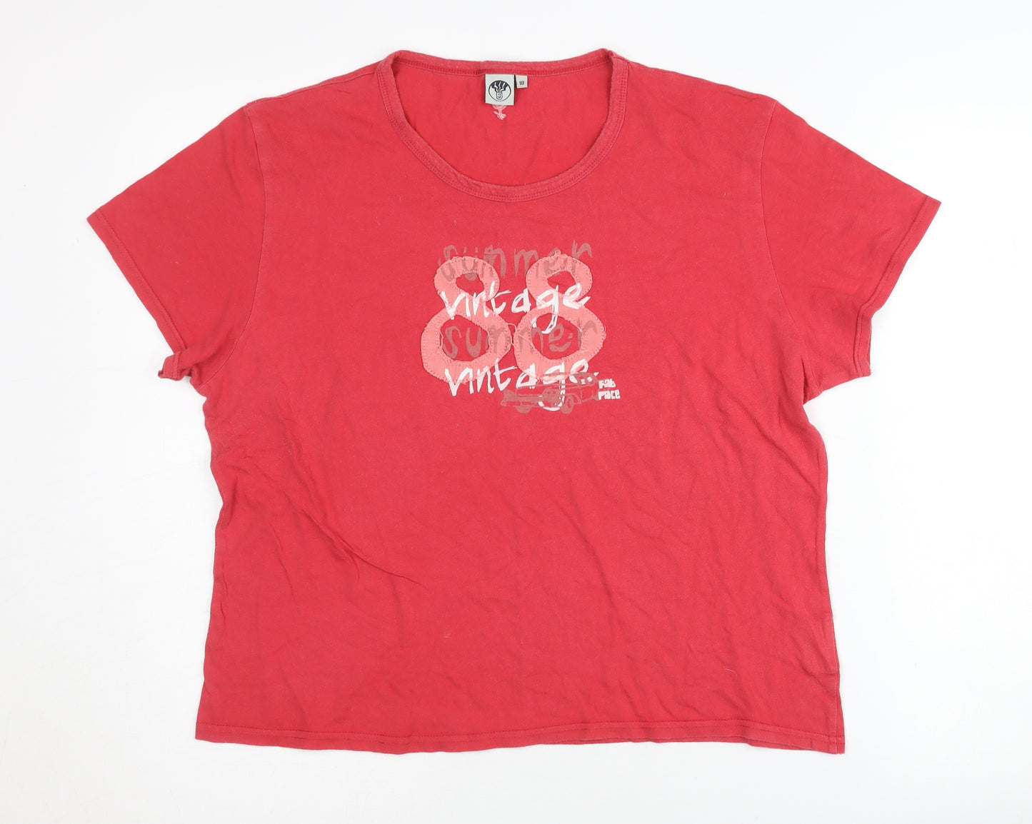 Vintage Red Women's T-Shirt Size 14 Casual Style