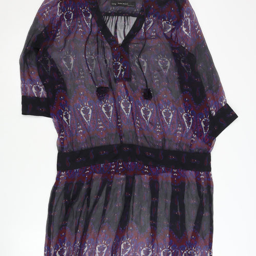 Zara Basic Women's Multicoloured Paisley Shift Dress L