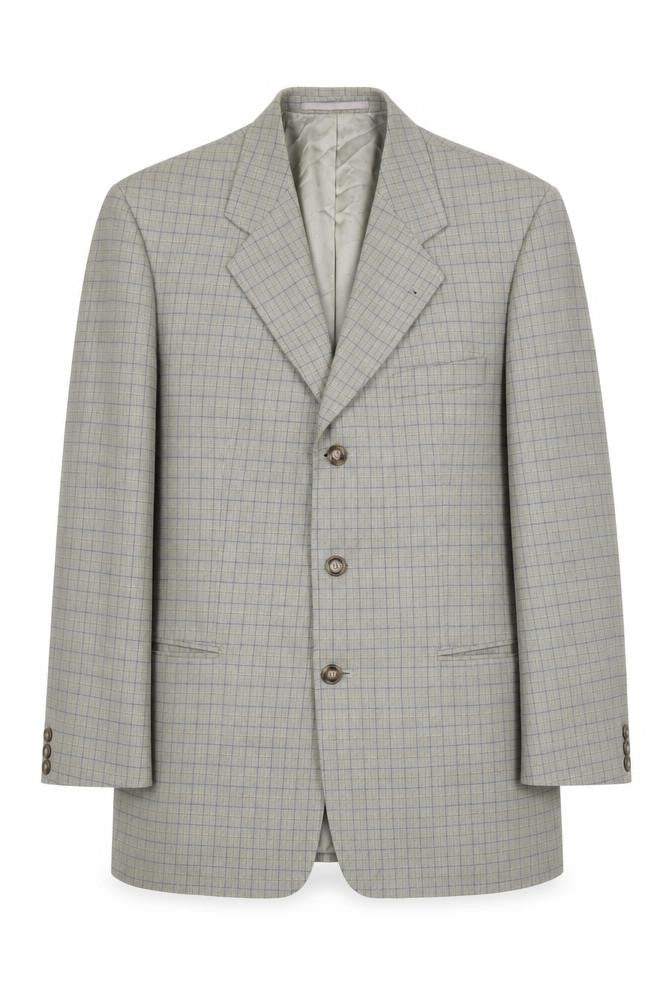 Front view of Trevira Beige Check Men's Blazer, Formal Style UK, size 40