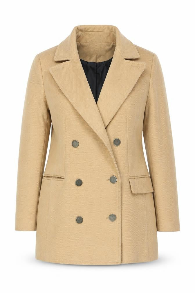 Front view of Covent Garden Women's Beige Pea Coat, size 10