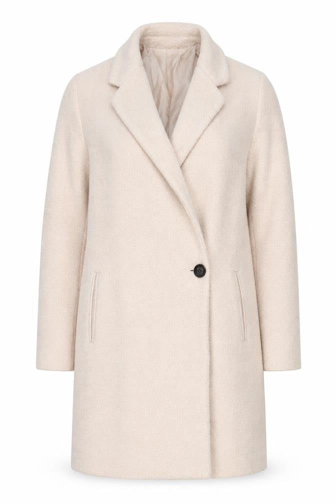 Front view of Zara Basic Beige Women's Mid-Length Coat, size 6