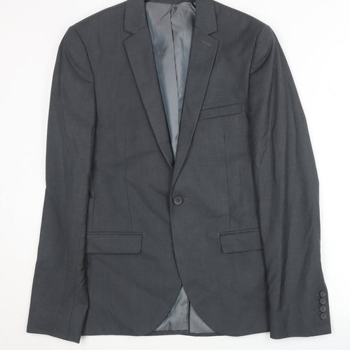 Topman Men's Grey Blazer, Size 36 Regular Fit