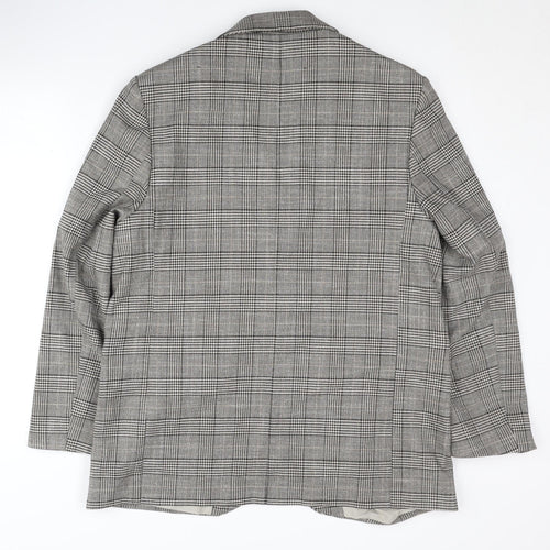 H&M Women's Grey Check Blazer, M, Regular Fit