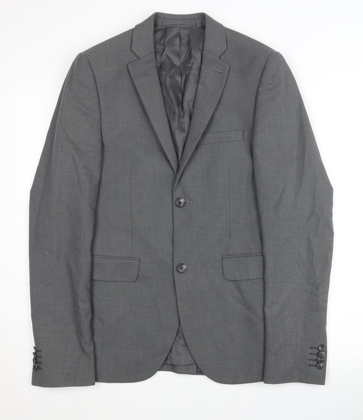 Topman Grey Men's Blazer 36 Single-Breasted Formal Jacket