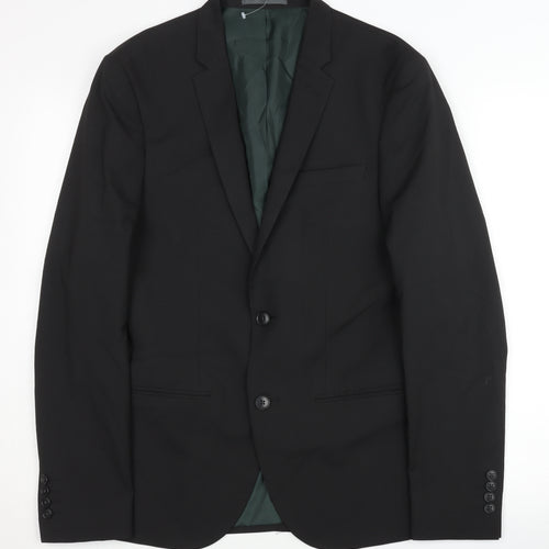 River Island Men's Black Blazer, UK 38R, Formal